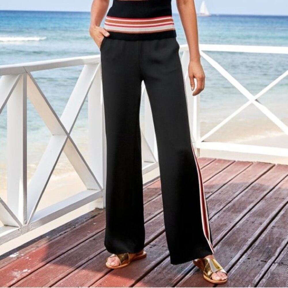 Soft Surroundings London pull on pants with side stripe wide leg woman's 10 / 12 - Picture 1 of 8